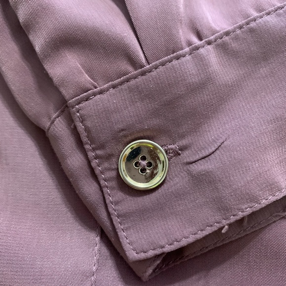 Long dusty pink collared shirt with pockets and robe tie - Picture 6 of 7